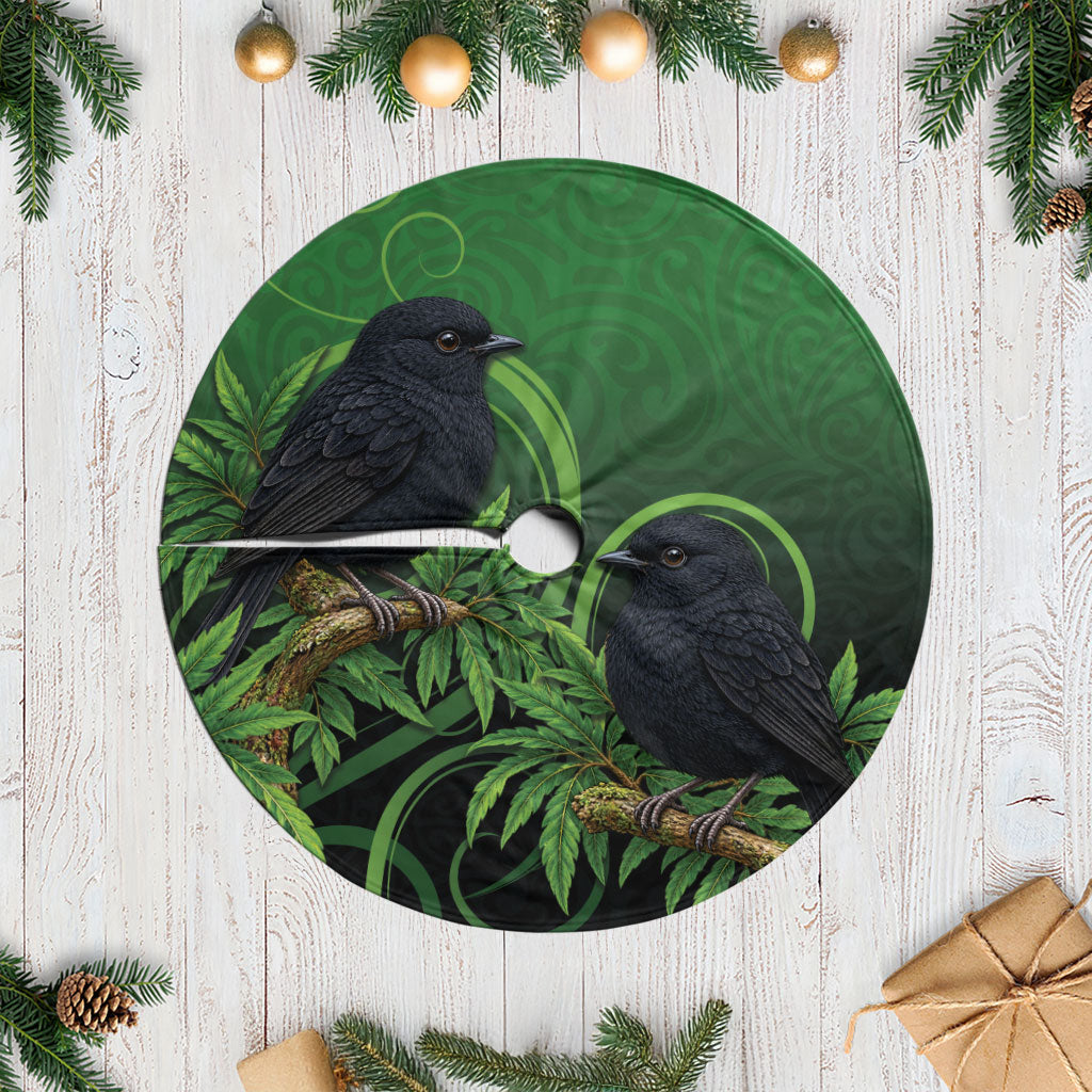 New Zealand Black Robin Tree Skirt Karure Maori Koru Art Tattoo