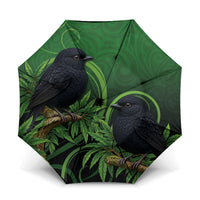 New Zealand Black Robin Umbrella Karure Maori Koru Art Tattoo LT05 One Size Folded 11.42 inch Opened Diameter 37.4 inch Green - Polynesian Pride