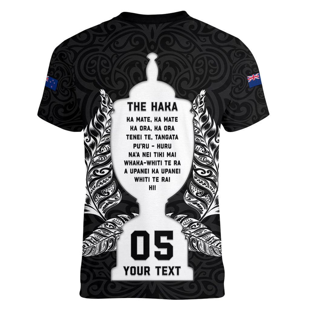 Custom New Zealand Rugby Women V Neck T Shirt The Haka With Champions Cup LT05 - Polynesian Pride