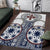 Hawaii Area Rug Barkcloth Pattern Vintage Style LT05 Blue - Polynesian Pride