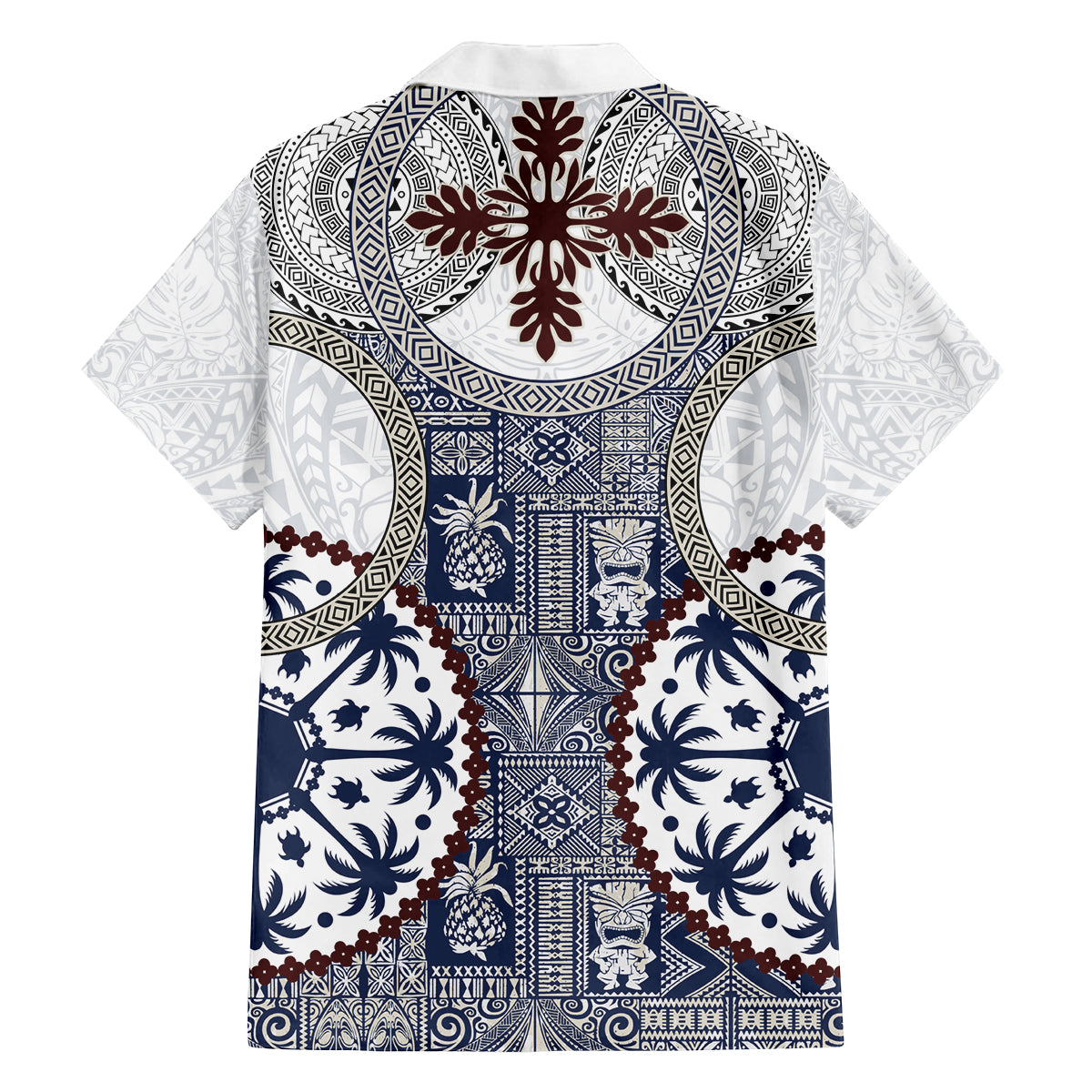 Hawaii Family Matching Long Sleeve Bodycon Dress and Hawaiian Shirt Barkcloth Pattern Vintage Style LT05 - Polynesian Pride