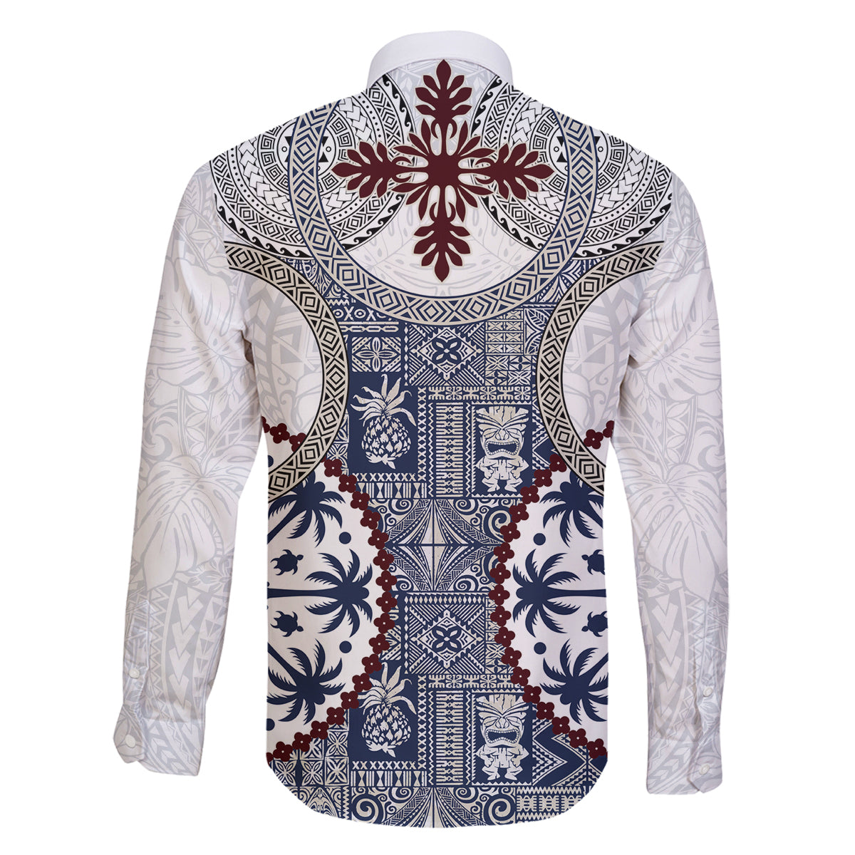 Hawaii Family Matching Long Sleeve Bodycon Dress and Hawaiian Shirt Barkcloth Pattern Vintage Style LT05 - Polynesian Pride