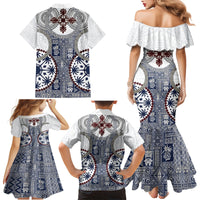 Hawaii Family Matching Mermaid Dress and Hawaiian Shirt Barkcloth Pattern Vintage Style LT05 - Polynesian Pride