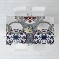 Hawaii Tablecloth Barkcloth Pattern Vintage Style LT05 Blue - Polynesian Pride