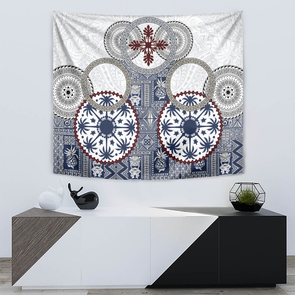 Hawaii Tapestry Barkcloth Pattern Vintage Style LT05 - Polynesian Pride