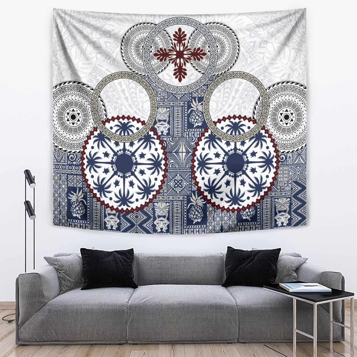 Hawaii Tapestry Barkcloth Pattern Vintage Style LT05 - Polynesian Pride