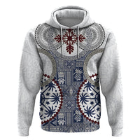 Hawaii Zip Hoodie Barkcloth Pattern Vintage Style LT05 Pullover Hoodie Blue - Polynesian Pride