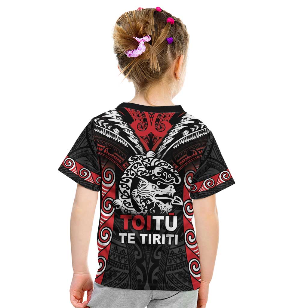 Aotearoa Mana Maori Kid T Shirt Toitu Te Tiriti