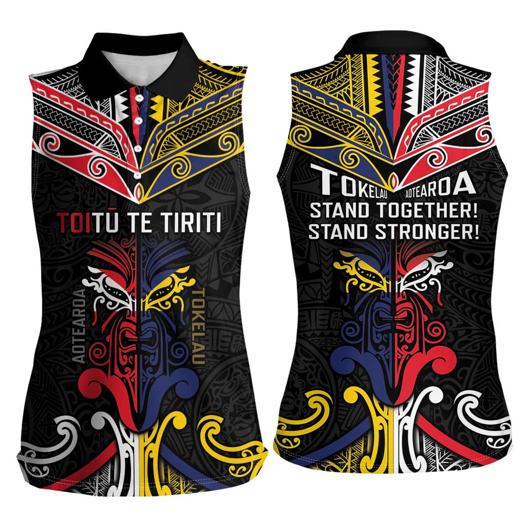 Tokelau And Aotearoa Women Sleeveless Polo Shirt Together For Te Tiriti O Waitangi