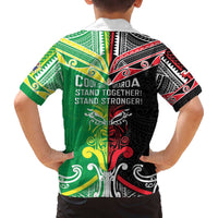 Cook Islands And Aotearoa Family Matching Off The Shoulder Long Sleeve Dress and Hawaiian Shirt Together For Te Tiriti O Waitangi LT05 - Polynesian Pride