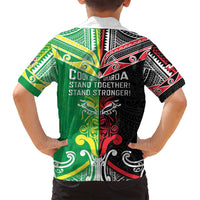 Cook Islands And Aotearoa Family Matching Off Shoulder Short Dress and Hawaiian Shirt Together For Te Tiriti O Waitangi LT05 - Polynesian Pride
