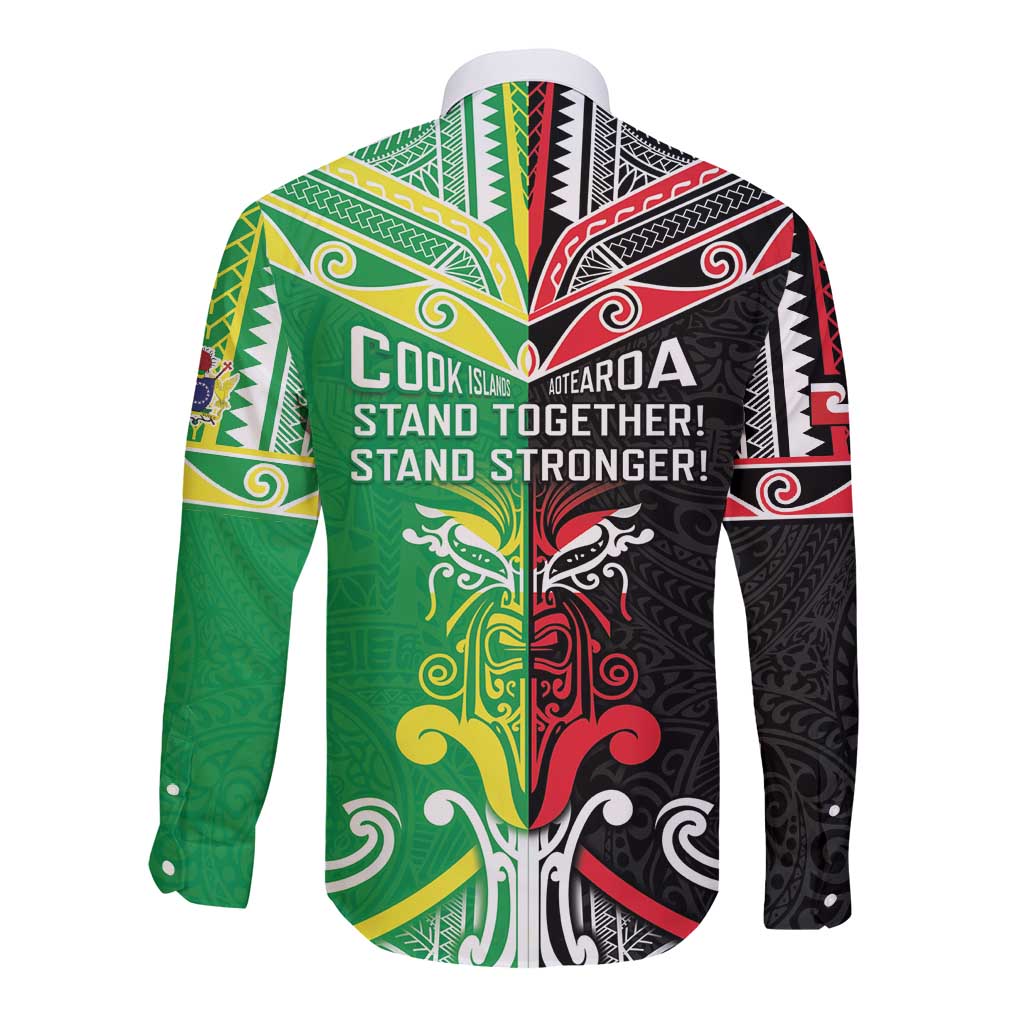 Cook Islands And Aotearoa Long Sleeve Button Shirt Together For Te Tiriti O Waitangi LT05 - Polynesian Pride