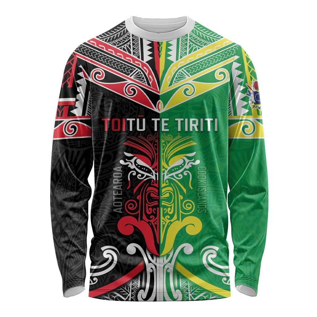 Cook Islands And Aotearoa Long Sleeve Shirt Together For Te Tiriti O Waitangi