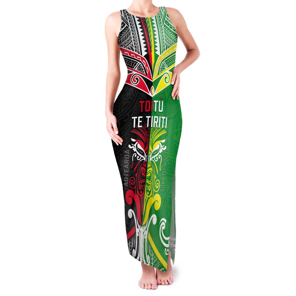 Cook Islands And Aotearoa Tank Maxi Dress Together For Te Tiriti O Waitangi