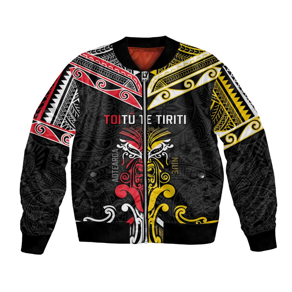 Niue And Aotearoa Bomber Jacket Together For Te Tiriti O Waitangi