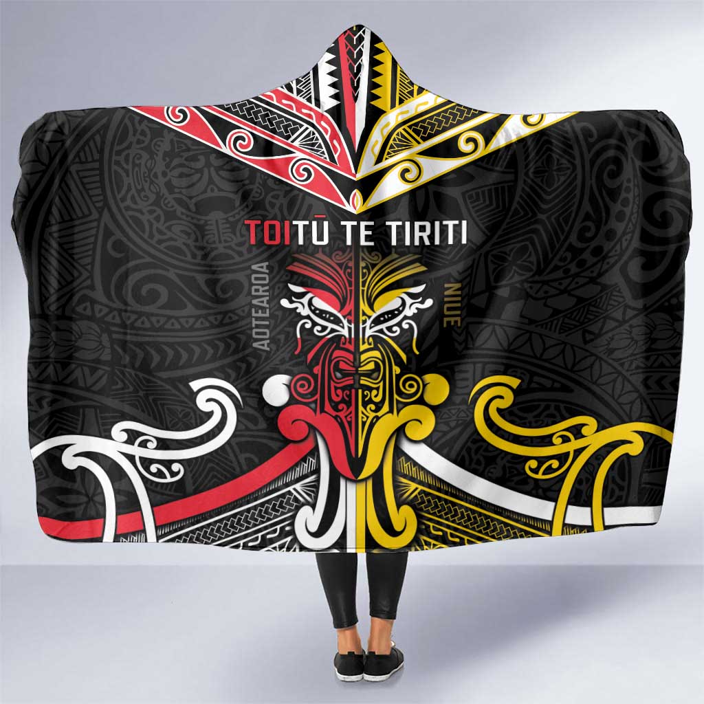 Niue And Aotearoa Hooded Blanket Together For Te Tiriti O Waitangi