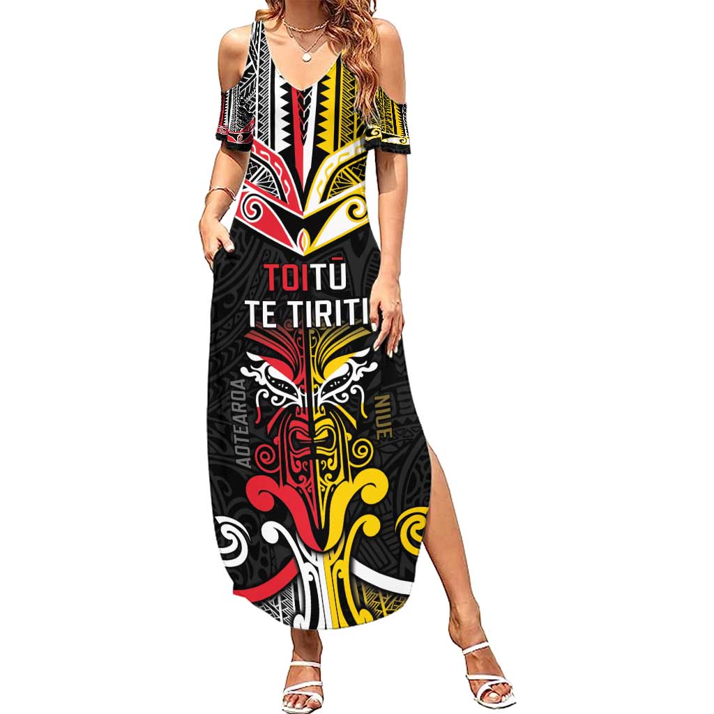 Niue And Aotearoa Summer Maxi Dress Together For Te Tiriti O Waitangi