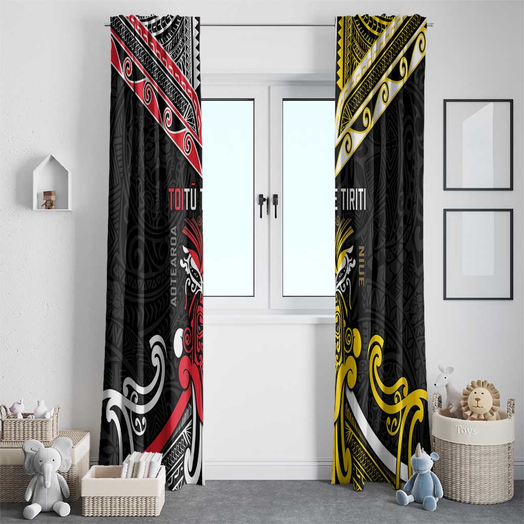 Niue And Aotearoa Window Curtain Together For Te Tiriti O Waitangi