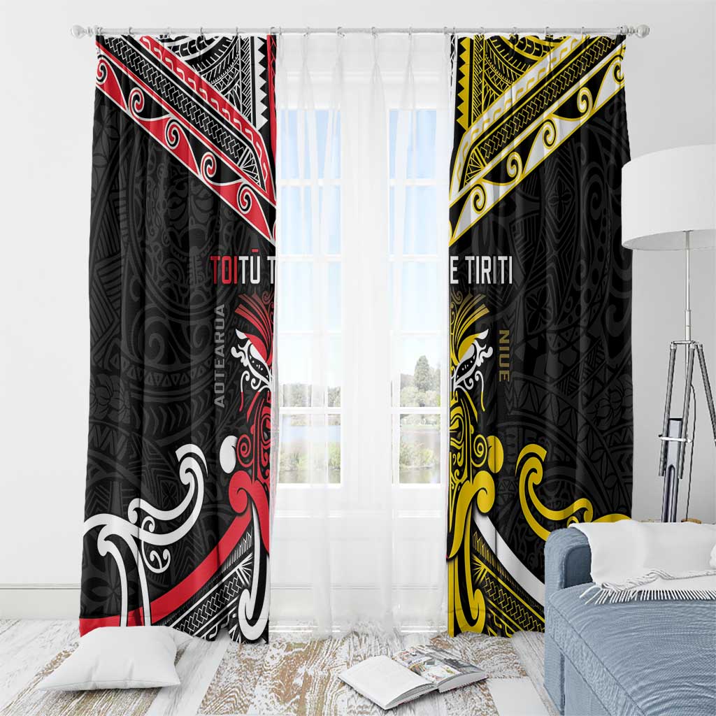 Niue And Aotearoa Window Curtain Together For Te Tiriti O Waitangi
