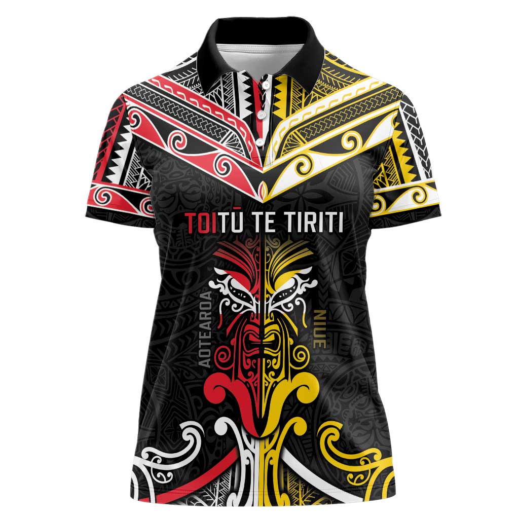 Niue And Aotearoa Women Polo Shirt Together For Te Tiriti O Waitangi