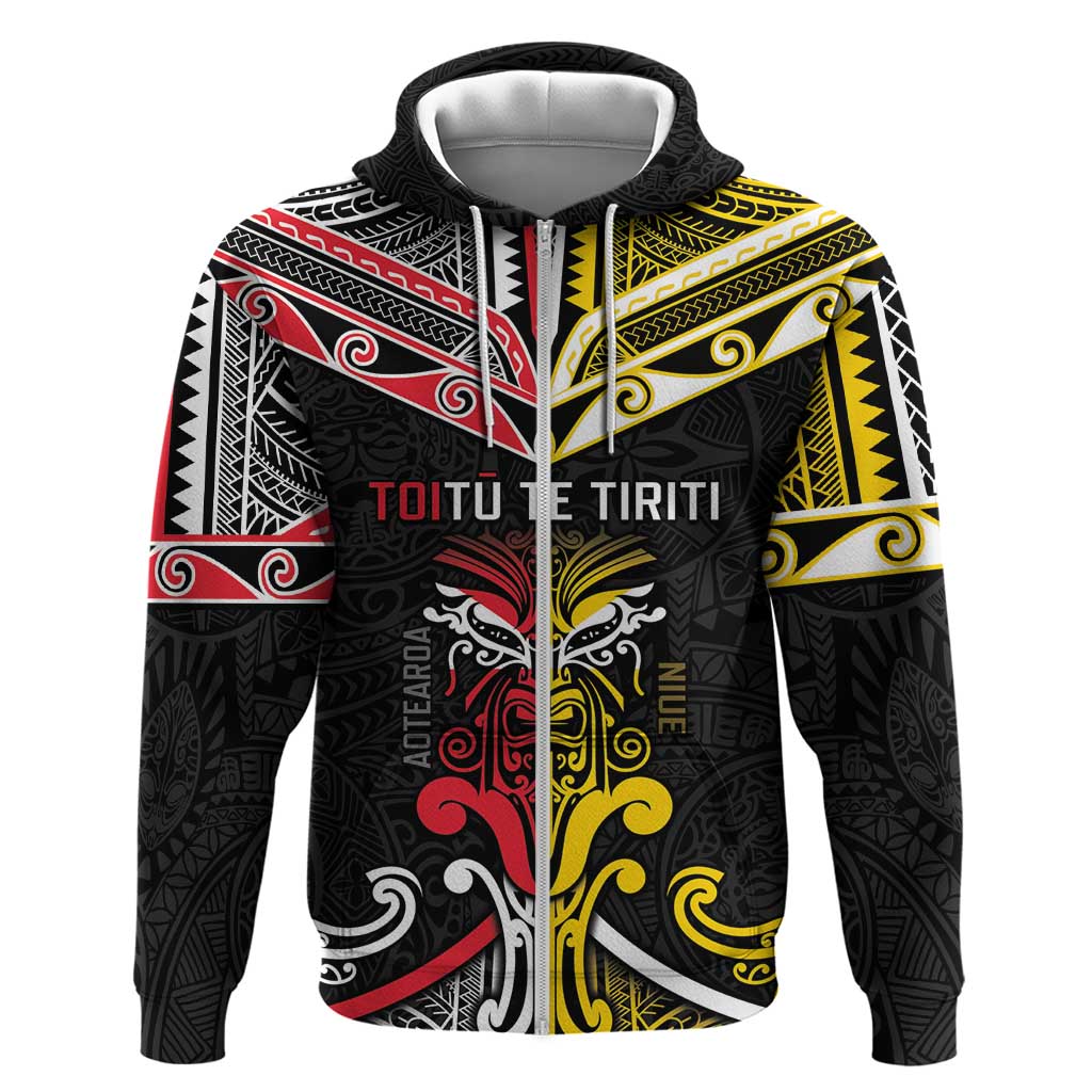 Niue And Aotearoa Zip Hoodie Together For Te Tiriti O Waitangi