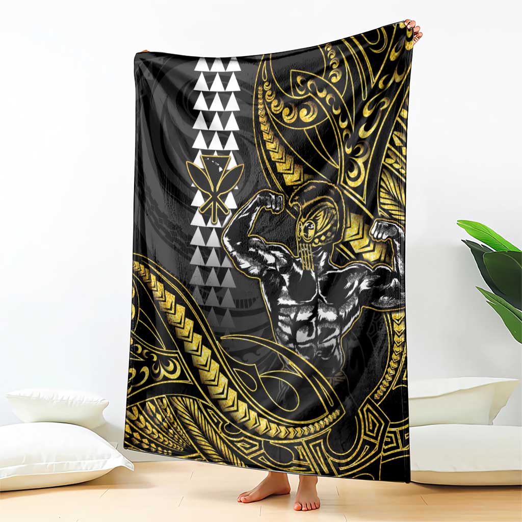 Hawaii Ikaika Warrior Helmet Blanket Gold Style