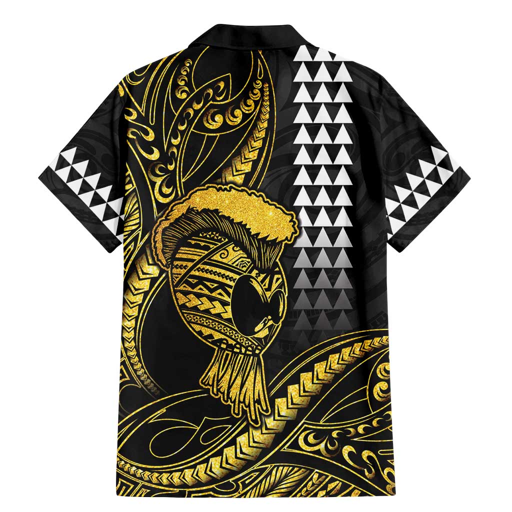 Hawaii Ikaika Warrior Helmet Family Matching Mermaid Dress and Hawaiian Shirt Gold Style