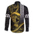 Hawaii Ikaika Warrior Helmet Family Matching Short Sleeve Bodycon Dress and Hawaiian Shirt Gold Style