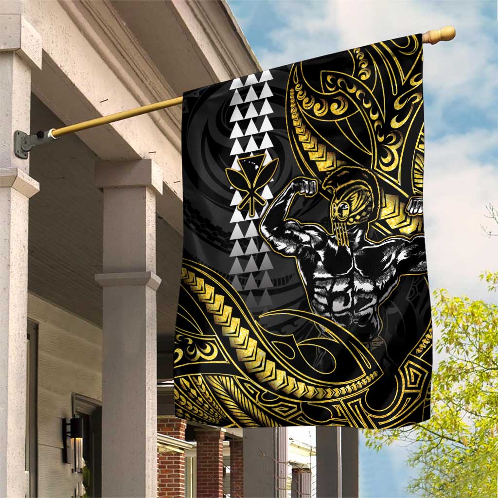 Hawaii Ikaika Warrior Helmet Garden Flag Gold Style