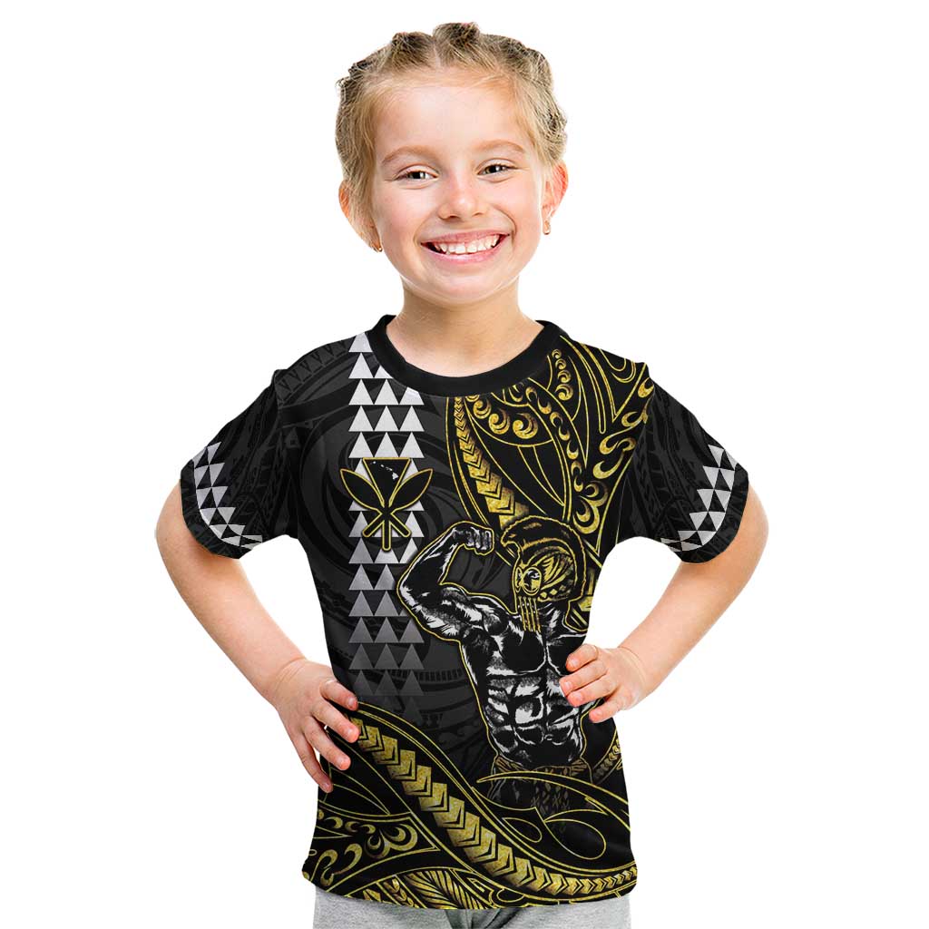 Hawaii Ikaika Warrior Helmet Kid T Shirt Gold Style