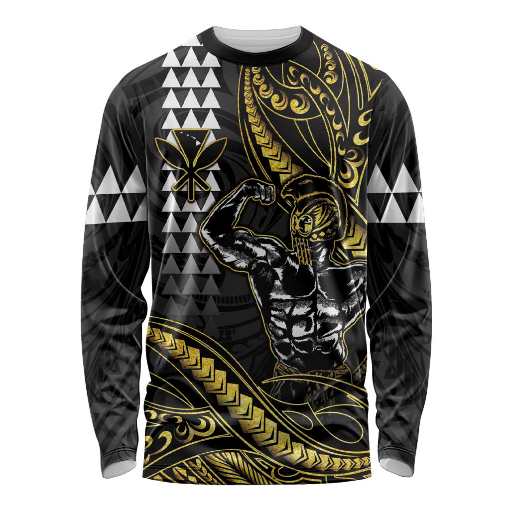 Hawaii Ikaika Warrior Helmet Long Sleeve Shirt Gold Style