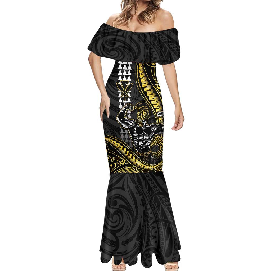 Hawaii Ikaika Warrior Helmet Mermaid Dress Gold Style