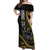 Hawaii Ikaika Warrior Helmet Off Shoulder Maxi Dress Gold Style