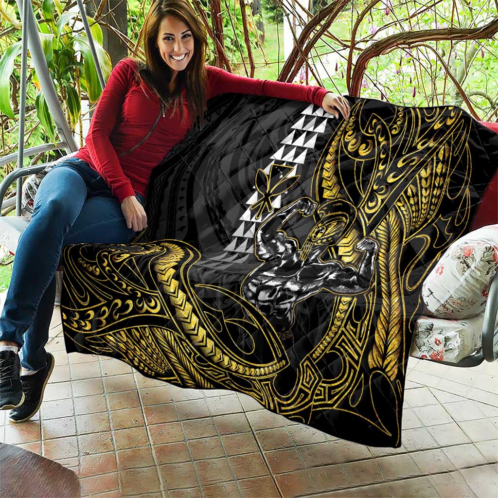 Hawaii Ikaika Warrior Helmet Quilt Gold Style