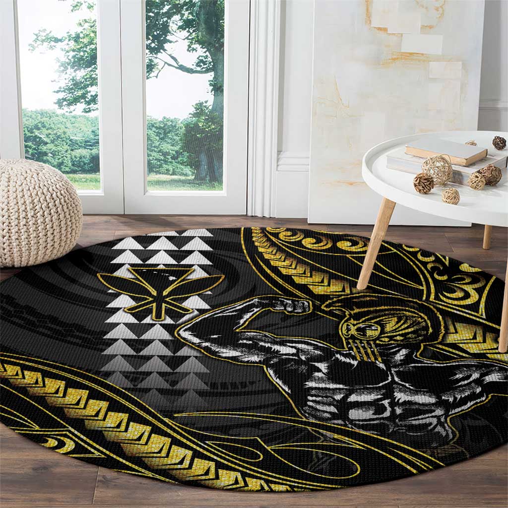Hawaii Ikaika Warrior Helmet Round Carpet Gold Style