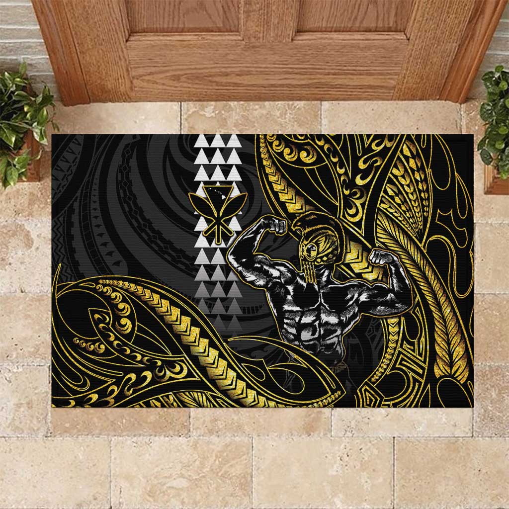 Hawaii Ikaika Warrior Helmet Rubber Doormat Gold Style