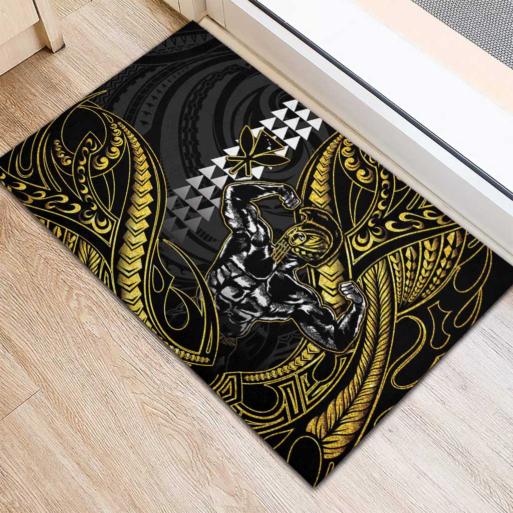 Hawaii Ikaika Warrior Helmet Rubber Doormat Gold Style