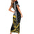 Hawaii Ikaika Warrior Helmet Short Sleeve Bodycon Dress Gold Style