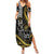 Hawaii Ikaika Warrior Helmet Summer Maxi Dress Gold Style