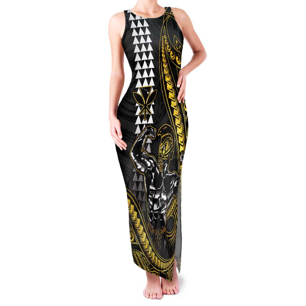 Hawaii Ikaika Warrior Helmet Tank Maxi Dress Gold Style