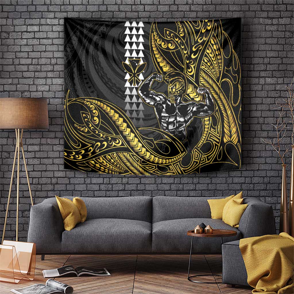 Hawaii Ikaika Warrior Helmet Tapestry Gold Style