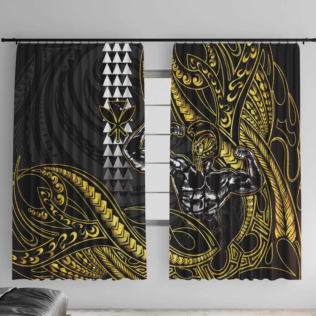 Hawaii Ikaika Warrior Helmet Window Curtain Gold Style