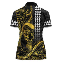 Hawaii Ikaika Warrior Helmet Women Polo Shirt Gold Style