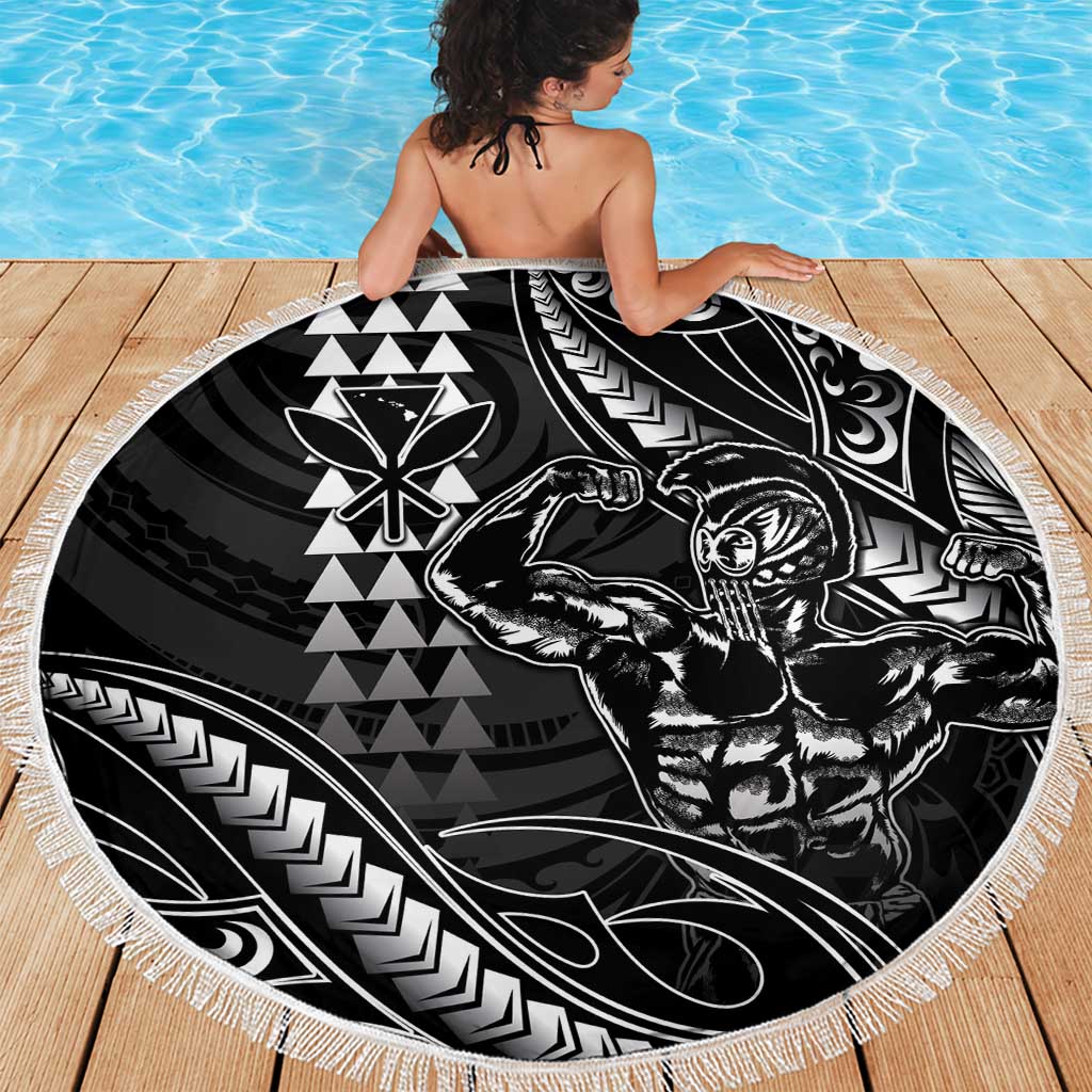 Hawaii Ikaika Warrior Helmet Beach Blanket Black Tribal Tattoo