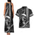 Hawaii Ikaika Warrior Helmet Couples Matching Tank Maxi Dress and Hawaiian Shirt Black Tribal Tattoo