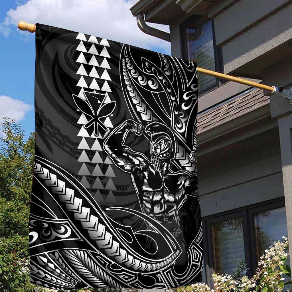 Hawaii Ikaika Warrior Helmet Garden Flag Black Tribal Tattoo