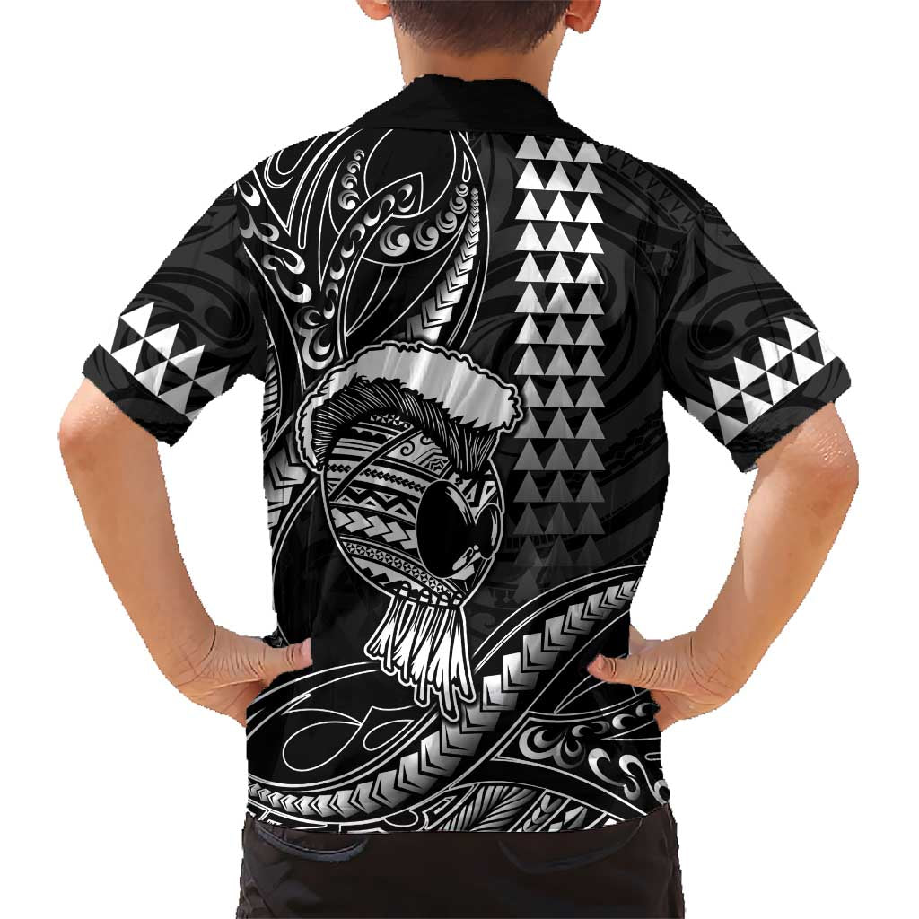 Hawaii Ikaika Warrior Helmet Kid Hawaiian Shirt Black Tribal Tattoo