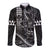 Hawaii Ikaika Warrior Helmet Long Sleeve Button Shirt Black Tribal Tattoo