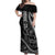 Hawaii Ikaika Warrior Helmet Off Shoulder Maxi Dress Black Tribal Tattoo