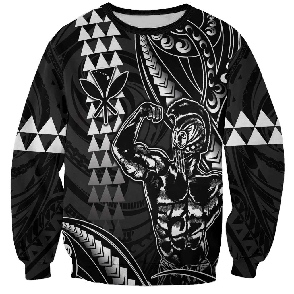 Hawaii Ikaika Warrior Helmet Sweatshirt Black Tribal Tattoo